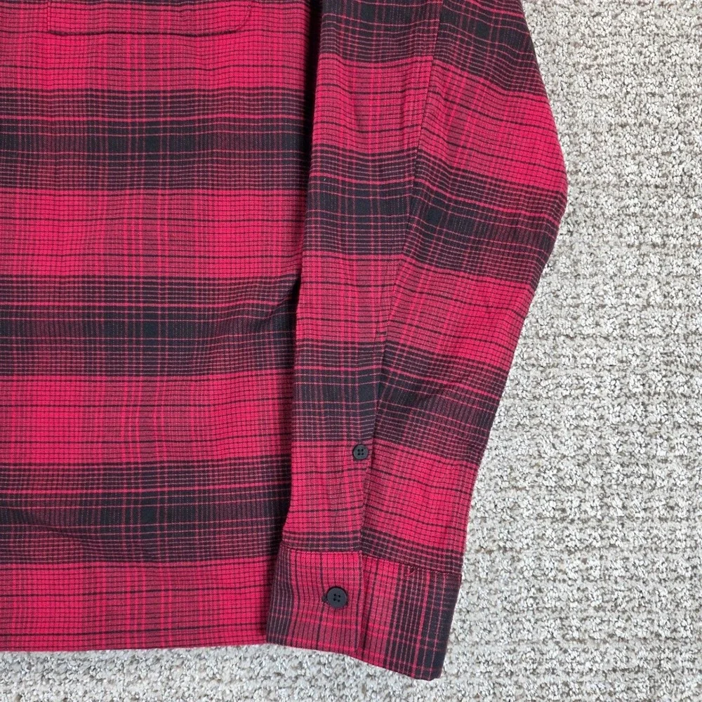 Lululemon Masons Peak Performance Flannel Mens Red Plaid Long Sleeve Shirt Sz XL